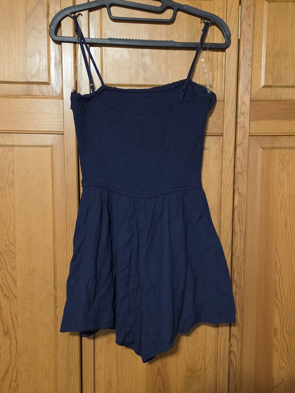 Altar'd State Navy Blue Smocked Ruffle Rhomper Mini Dress - Picture 2 of 4